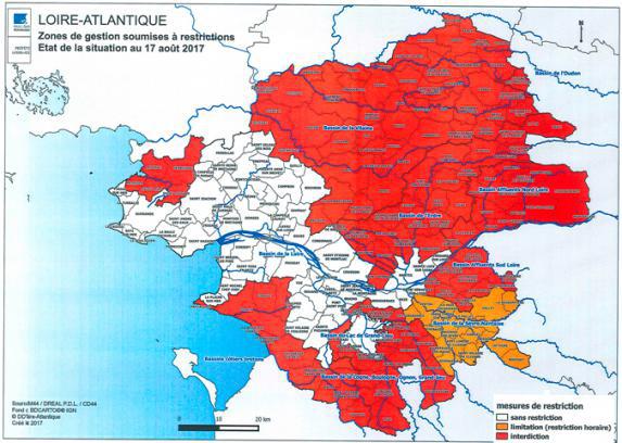 Loire-Atlantique - Gestion de l'eau : deux nouveaux bassins versants en interdiction de prélèvement