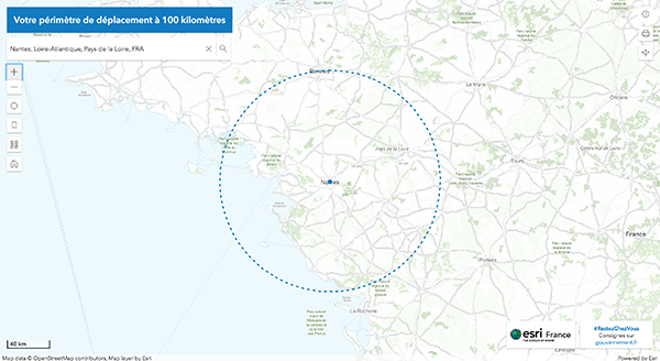 [COVID-19] Loire-Atlantique - Calculez le périmètre de 100 km