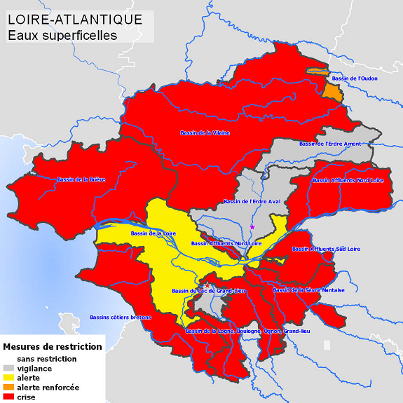 Loire-Atlantique - Sécheresse : renforcement des restrictions et l'eau potable en alerte